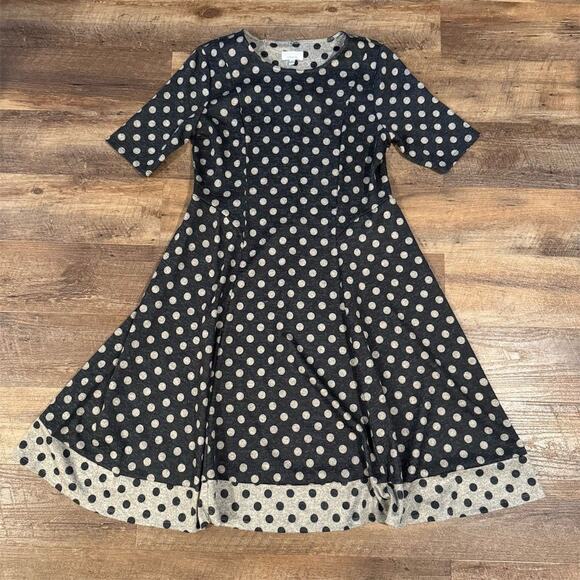 Robbie Bee L Black White Polka Dot Flare Swing Dress Retro Knee Length READ - Picture 1 of 11